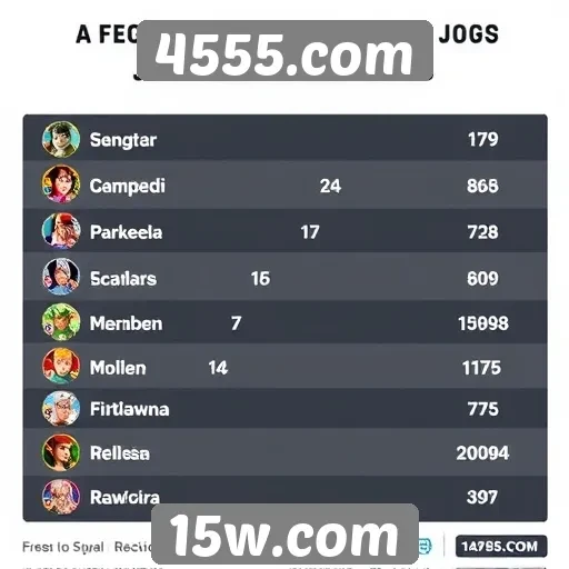 Estatísticas de jogos mais jogados em 4555.com